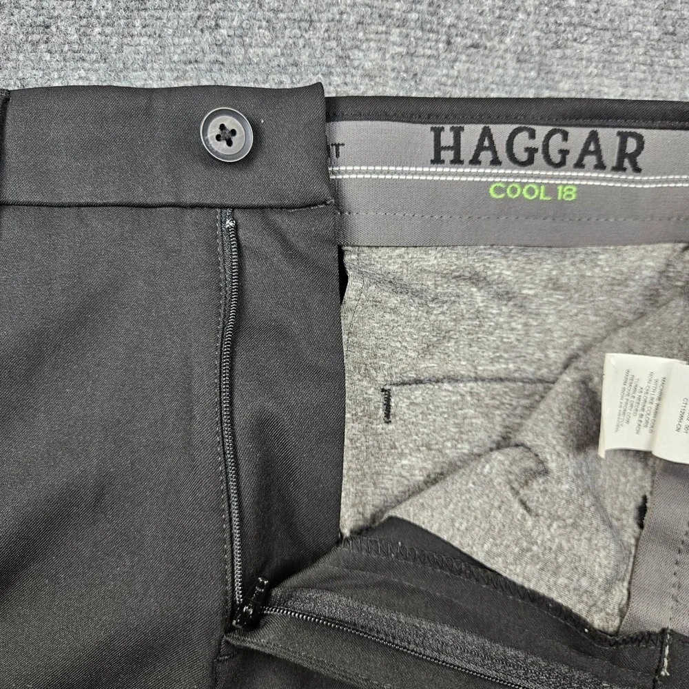 Haggar Cool 18 Pro Black Straight Fit Performance Dress Pants Mens 32x30